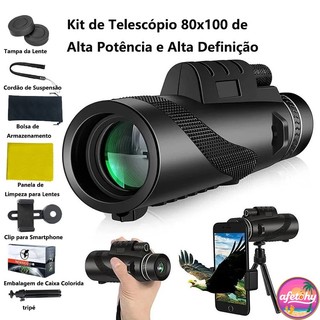Telescópio HD portátil 80x100 com tripé - celular compatível, adequado para viagens