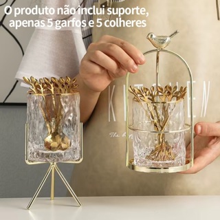 Kit jogo 10 Peças Conjunto De Colher garfo Criativo De Aço Inoxidável Talheres De Ouro Para Café em Oferta na Shopee