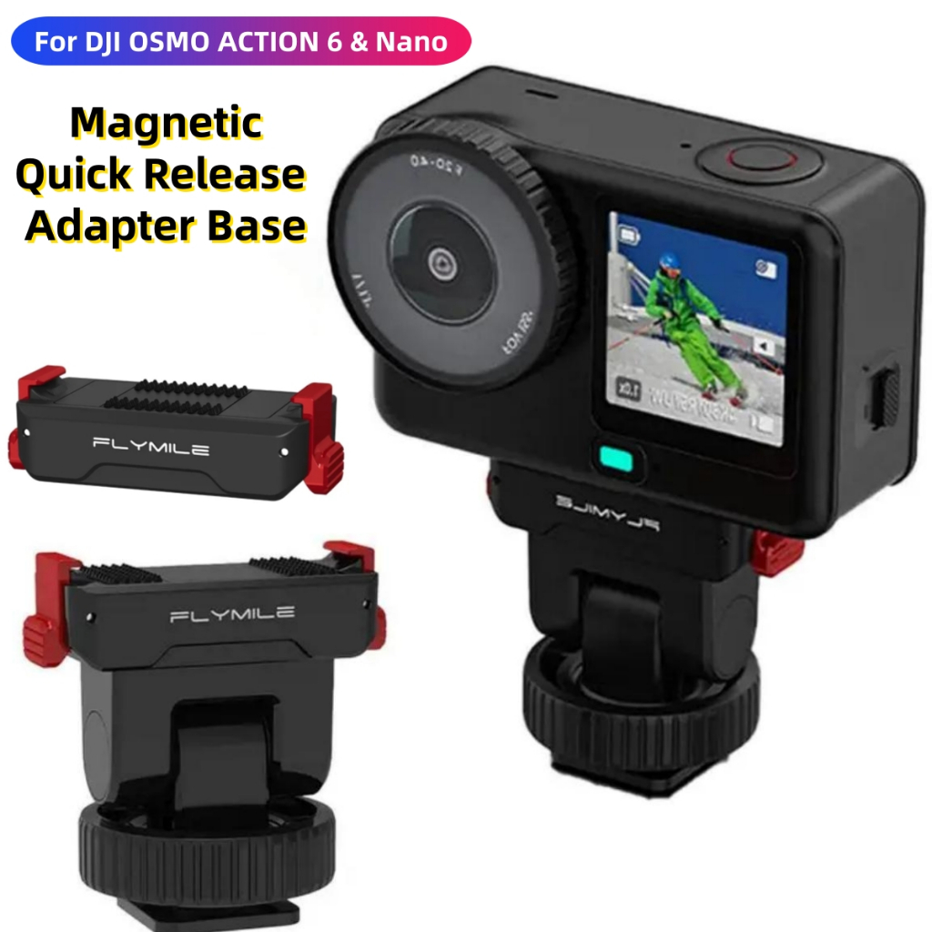 Adaptador de Montagem Magnética de Liberação Rápida Flymile para DJI OSMO ACTION 6 & Nano, Base de Adaptador de Gimbal M
