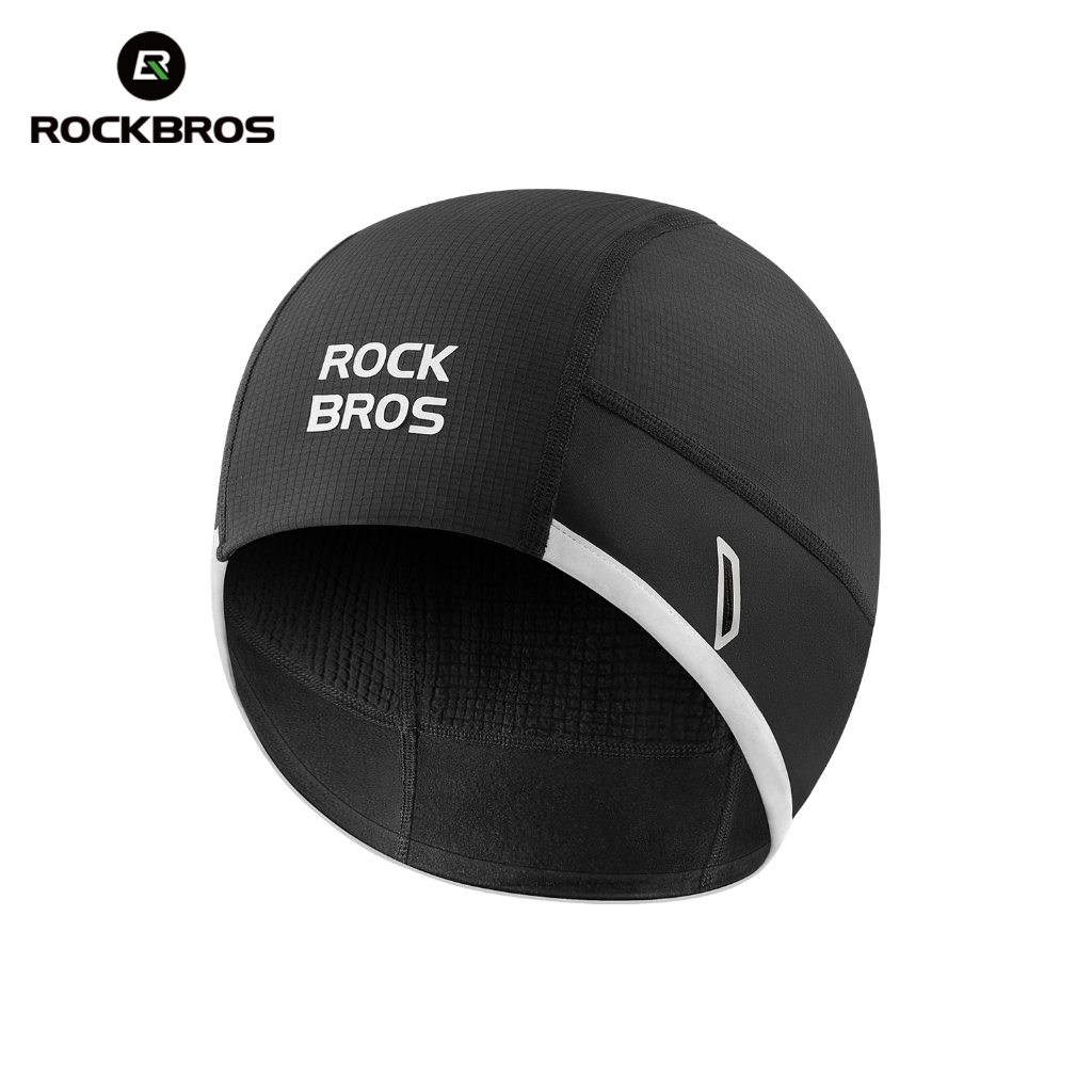 ROCKBROS Chapéu De Ciclismo À Prova De Vento Quente Macio Velo Boné 54-61CM Com Furos Para Óculos Outono Inverno Esqui C