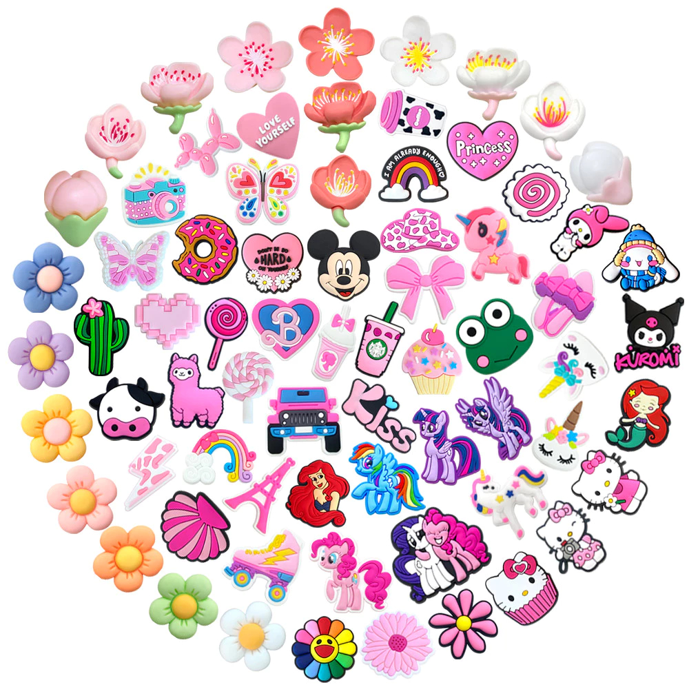 Quente 1 Pçs Rosa E Flores Sapatos Encantos Acessórios Decorar Chinelos Sandálias Fivela Presentes