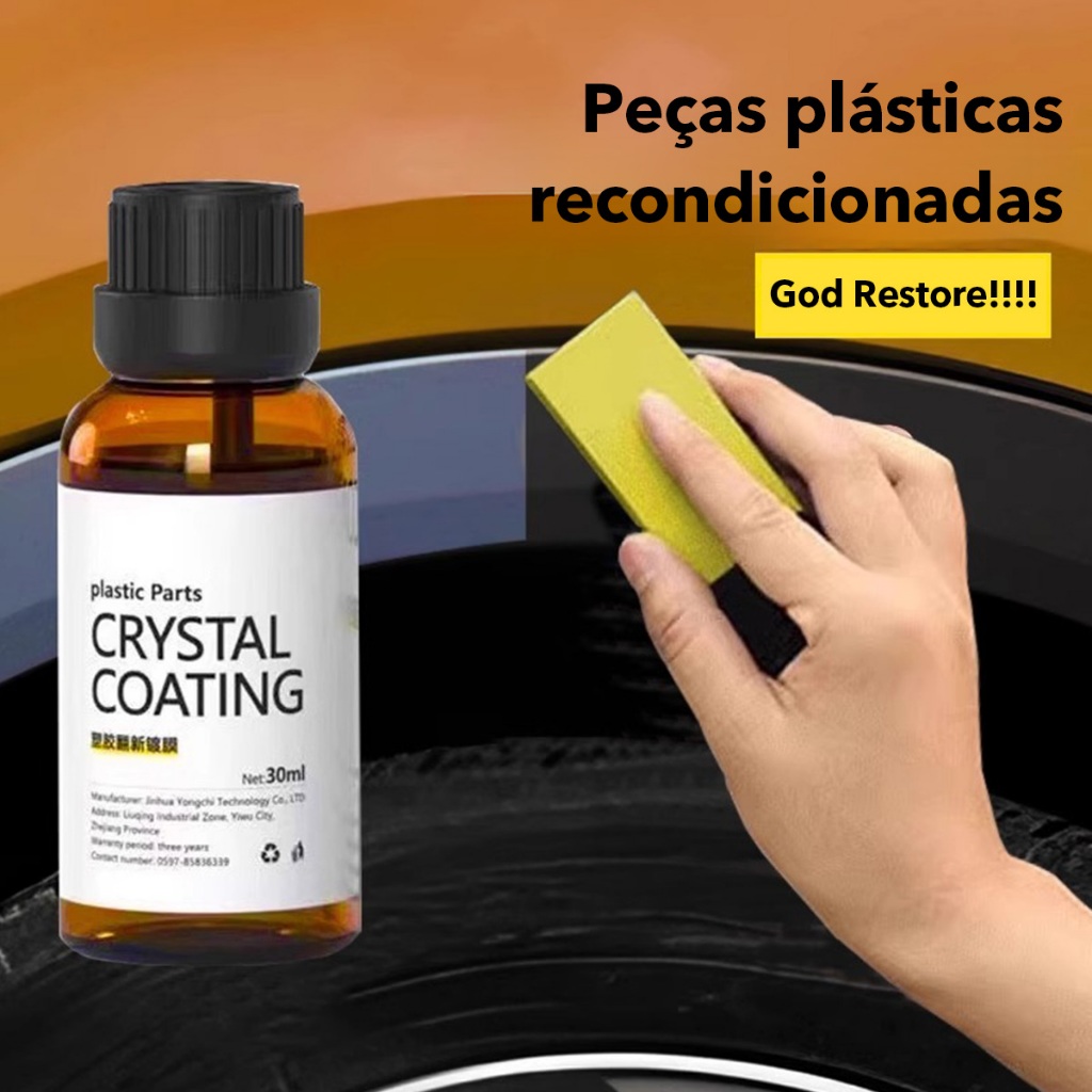 Restaurador de Plástico Automotivo 30ml - Cristal Coating, Recupera Plásticos Desbotados, Brilho e Proteção em Oferta na Shopee