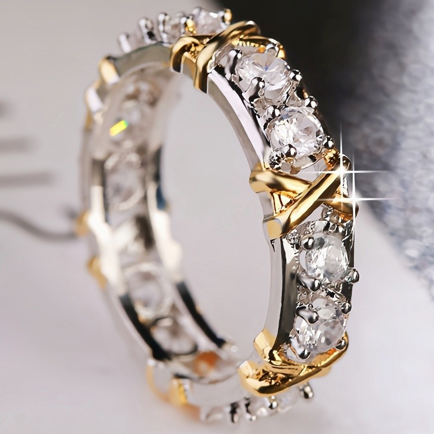 Original clássico de quatro cores opcional moda original X separação de cores banhado a ouro Moissanite anel de ouro r em Oferta na Shopee