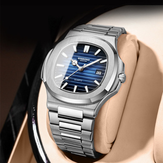 Relogio Masculino Nova venda quente luxo Popular masculino relógio de quartzo e data pulseira luminosa aço inoxidável em Oferta na Shopee