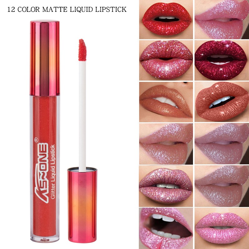 Brilho Diamantado Brilhante Lábio À Prova D'água 18 Cores Baton Líquido Mate Pérola Maquiagem Cor Sexy
