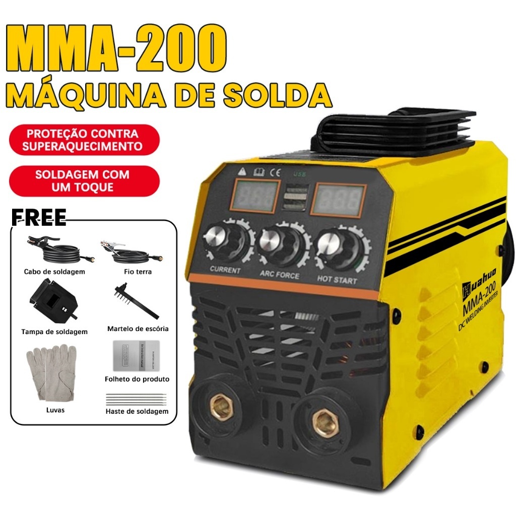 Máquina De Solda Inversora 220V/110V MMA-200 Tecnologia IGBT Display Digital Ferramenta De Soldagem Portátil Automática、