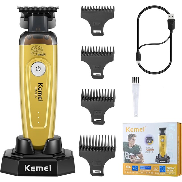 Kemei 90-5 Aparador De Barba Elétrico Para Homens Zero Gap Clipper Lâmina DLC 7500 RPM Sem Fio Barbeiro Acabamento Máqui