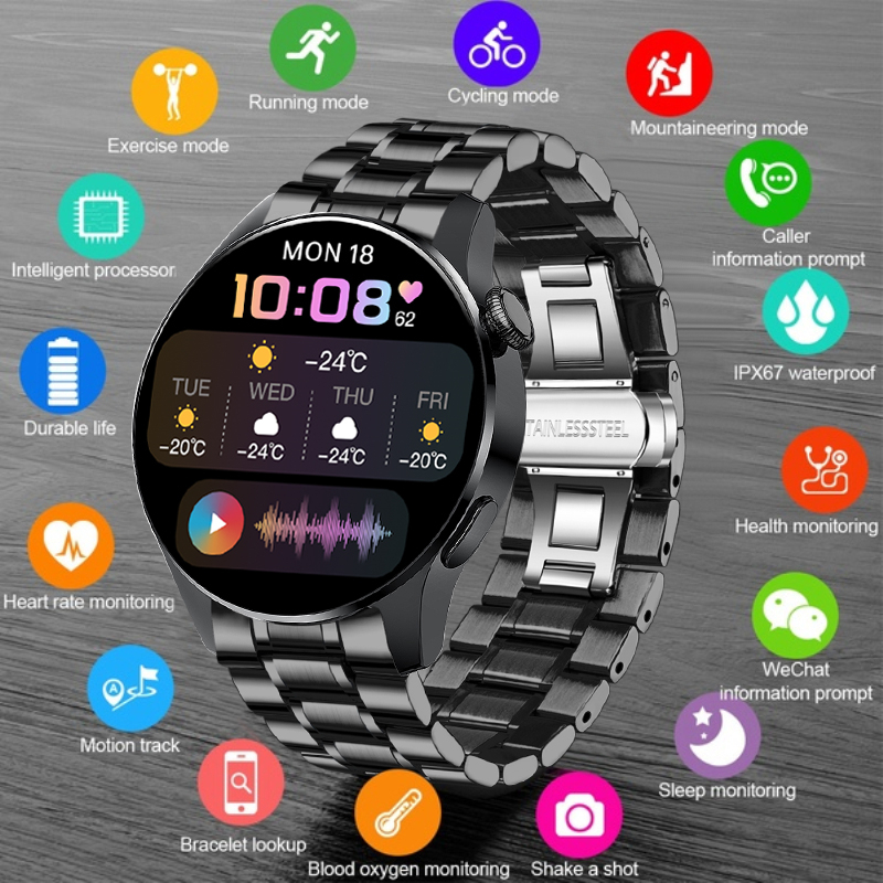 LIGE relógio inteligente tela sensível ao toque esportes IP67 à prova d'água  chamada smartwatch masculino para android