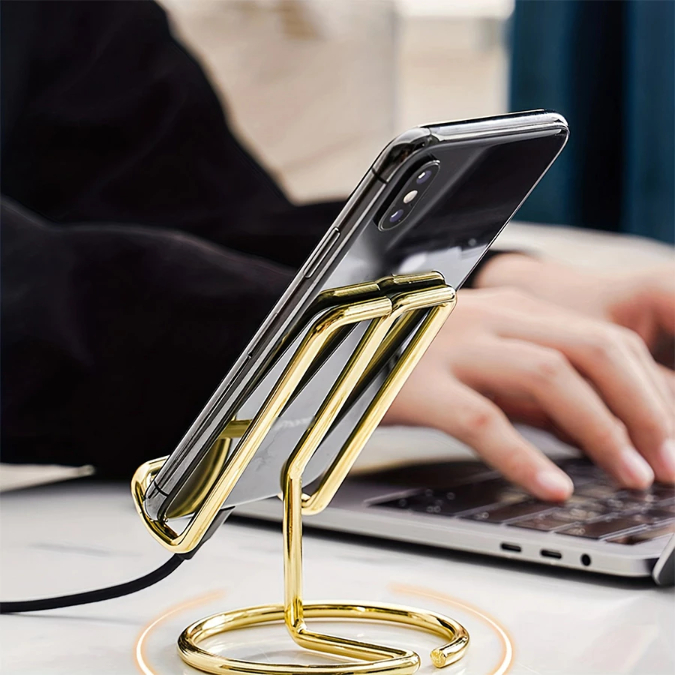 Suporte dourado para celular, estrutura de suporte para mesa, Tablet pequeno, ipad, Universal — imagem 2 de 2