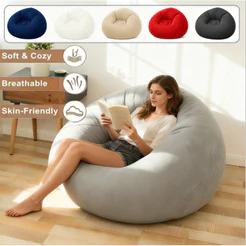 Poltrona Sofa Inflável Veludo Grosso – Preguiçoso Dobrável para Exterior e Interior, Sofa Cama de Lazer