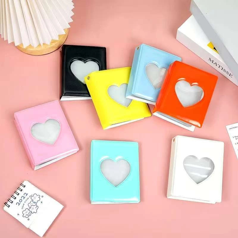 Álbum de fotos de 3 polegadas, capa oca em formato de coração, pasta de coleção de Mini cartões Instax, livro de coleção