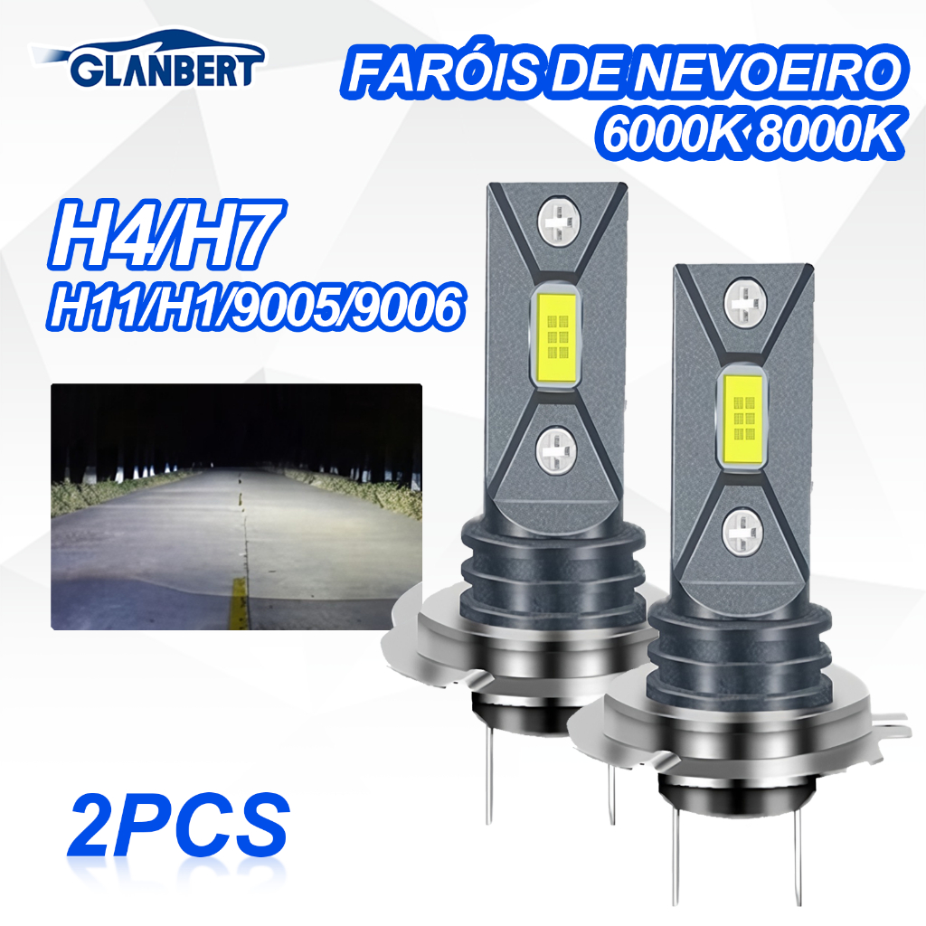 2 Pçs Super Brilhante 2000LM Luzes De Nevoeiro Do Carro H7 LED Canbus H4 H6 H8 H11 HB3 9005 HB4 9006 Automáticas Lâmpada