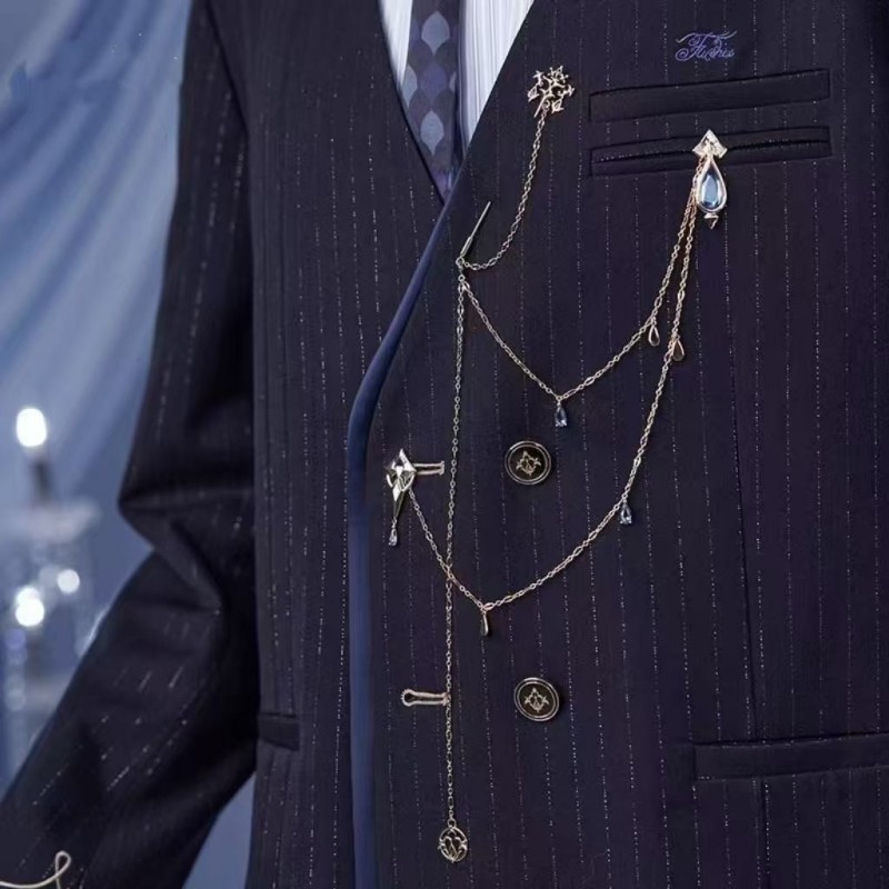 Anime Jogo Genshin Impacto Furina De Fontaine Cosplay Brincos E Broche Feminino Focalrs Clipe De Orelha Moda Earpin Jóia