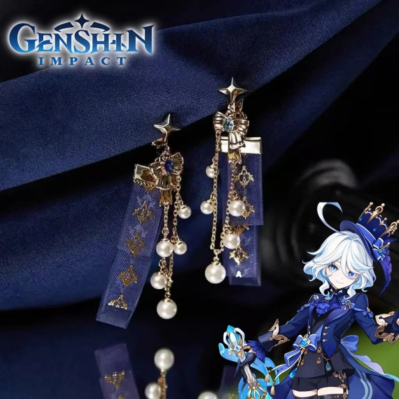 Anime Jogo Genshin Impacto Furina De Fontaine Cosplay Brincos E Broche Feminino Focalrs Clipe De Orelha Moda Earpin Jóia em Oferta na Shopee