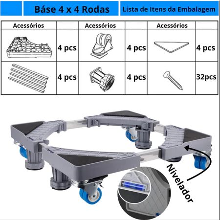 Suporte Base Universal para Geladeira e Máquina de Lavar Lava-Seca 4 Pés Rodas, Envio Imediato — imagem 2 de 2