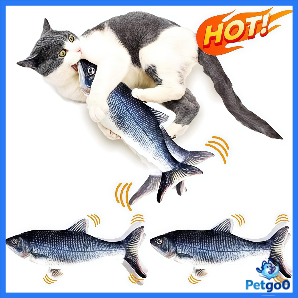 Brinquedo para gatos Peixe Elétrico Recarregável para Gato - Peixe Seguro e Macio Mordedor