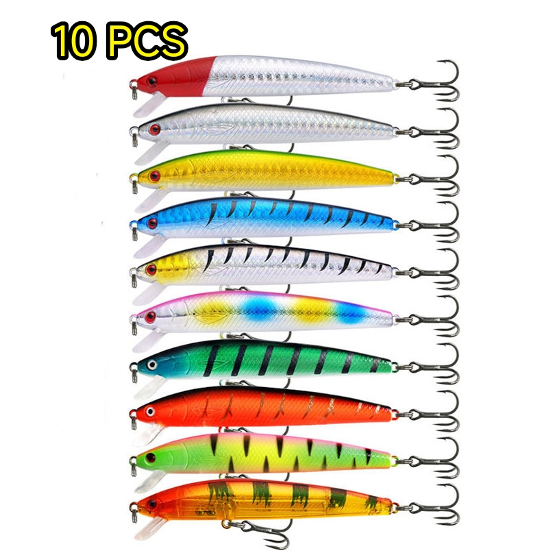 Kit 10 Iscas Artificiais Importadas 1/2 Meia Água de 10 cms e 9 gramas Pesca Tucunaré Traíra Dourado Robalo