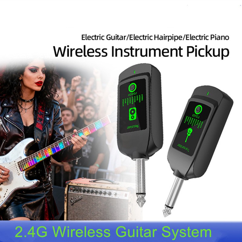 Sistema De Guitarra Sem Fio 2.4G TX RX Plug Play 24bit 48kHz HD < 4ms Baixa Latência 5H Bateria Stage Home
