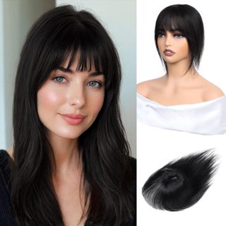 30cm Extensões De Cabelo Humano Com Bangs 100 % Peças Real Para Mulheres Topo Desbaste em Oferta na Shopee