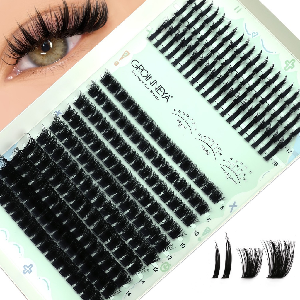 GROINNEYA Kit de Clusteres de Cílios Voluminosos  Pontas Dramáticas de Olho de Gato Anime Estilo Molhado  Leves e Fino em Oferta na Shopee