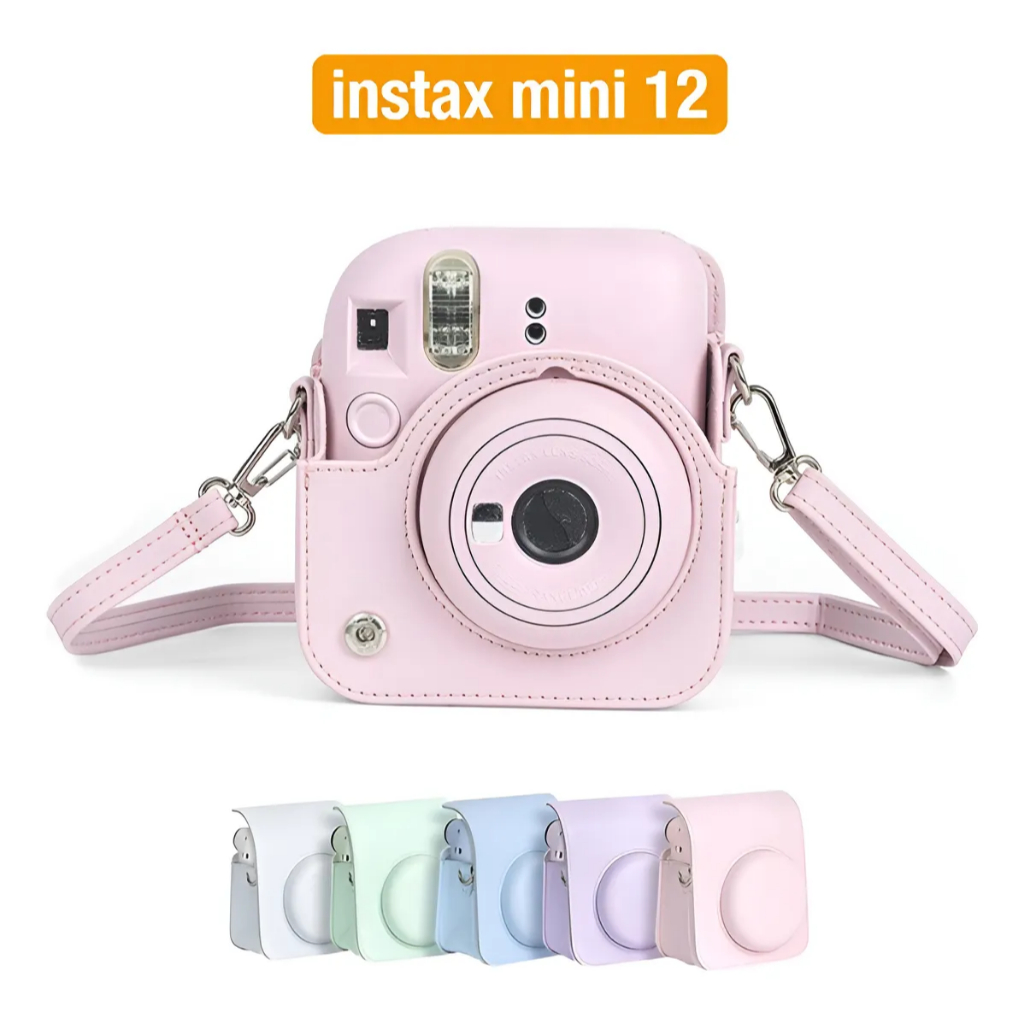 Adequado para Fuji Instax Mini 12 câmera capa protetora de couro com alça de ombro ajustável/destacável