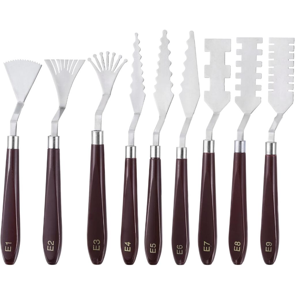 Kit 9 Espátulas Aço Pintura Tela Artesanato Artista Hobby em Oferta na Shopee