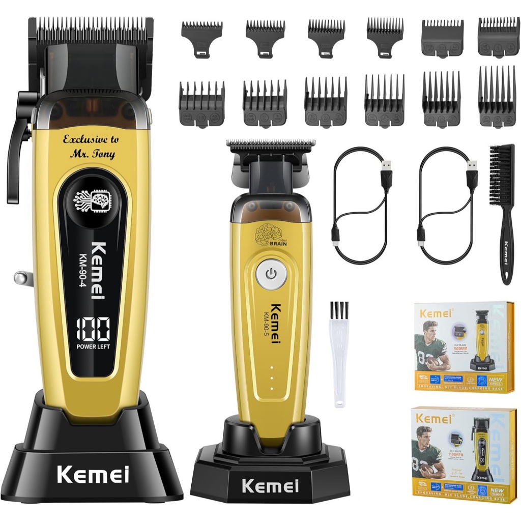 Kemei Profissional Recarregável Máquina De Cortar Cabelo Dos Homens Sem Fio Barbeiro DLC Lâmina Aparador Acabamento Elét em Oferta na Shopee