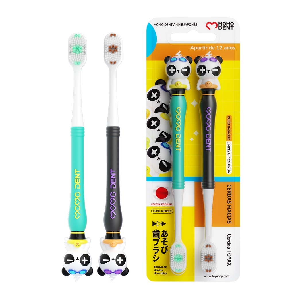 MOMODENT Escova dentes  panda, 2 pacotes, escova ultra macia - para pessoas com 12 anos ou mais