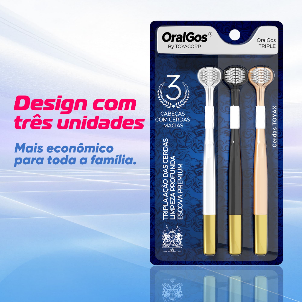 OralGos escova dentes de três lados, limpa e higiênica em Oferta na Shopee