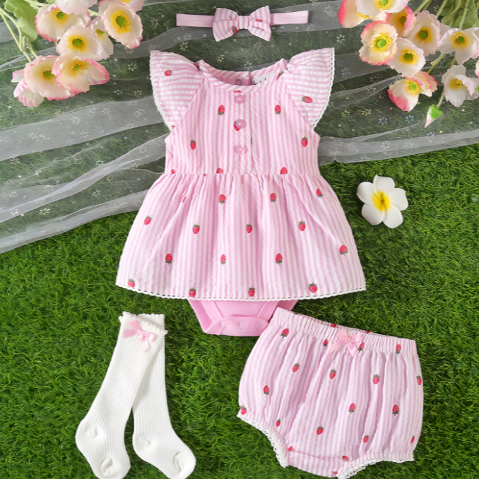 Nova chegada. saia de uma peça de manga curta terno calcinha + saia + meias + lenço de cabeça com laço. estilo pastoral