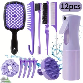 12pcs Escova Para Cabelos Encaracolados Conjunto De Pente De Rabo De Rato Curvo Natural Naturais Ferramentas Salões De em Oferta na Shopee