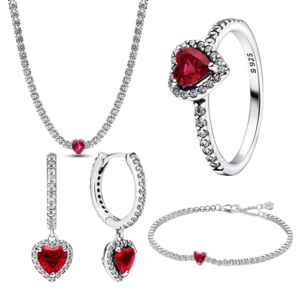 [Entrega em 24 horas] Colar feminino vermelho Fashion amor + anel + brincos|Presente com pingente brilhante em Oferta na Shopee