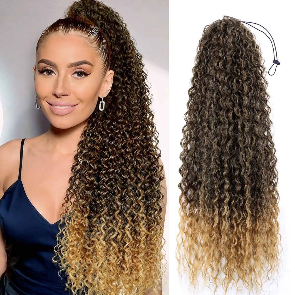 Rabo De Cavalo Encaracolado Com Cordão De 100 CM De Fibra Orgânica em Oferta na Shopee