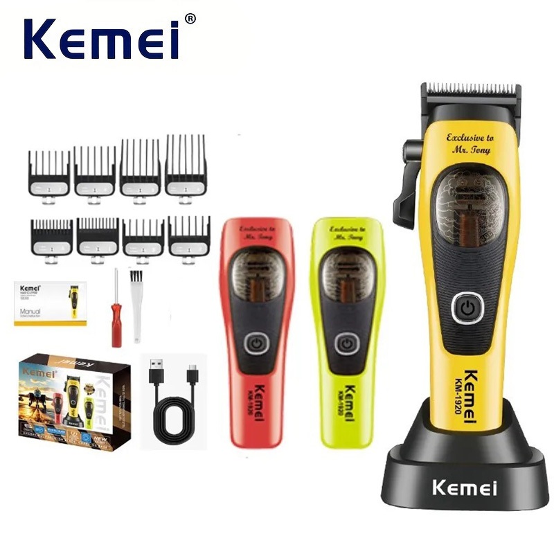Kemei Profissional Barbeiro Máquina De Cortar Cabelo Elétrica Sem Fio Aparador De Motor Magnético 9000RPM Corte Masculin