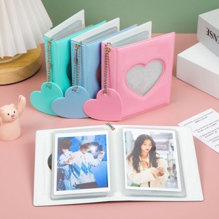 Álbum Para Photocards Kpop 3 Polegadas Mini Coração E Circular Com Chaveiro 32 Bolsos PVC Impermeável Portátil