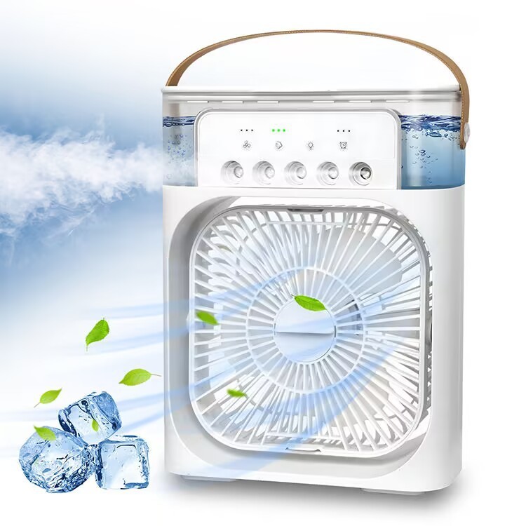 Umidificador de ventilador de ar condicionado portátil com luz LED com tanque de água Interface USB adequado para quarto