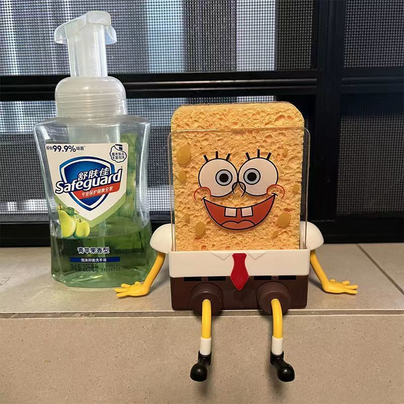 Suporte de Drenagem Bob Esponja com Placa Acrílica - Prático e Divertido para Cozinha