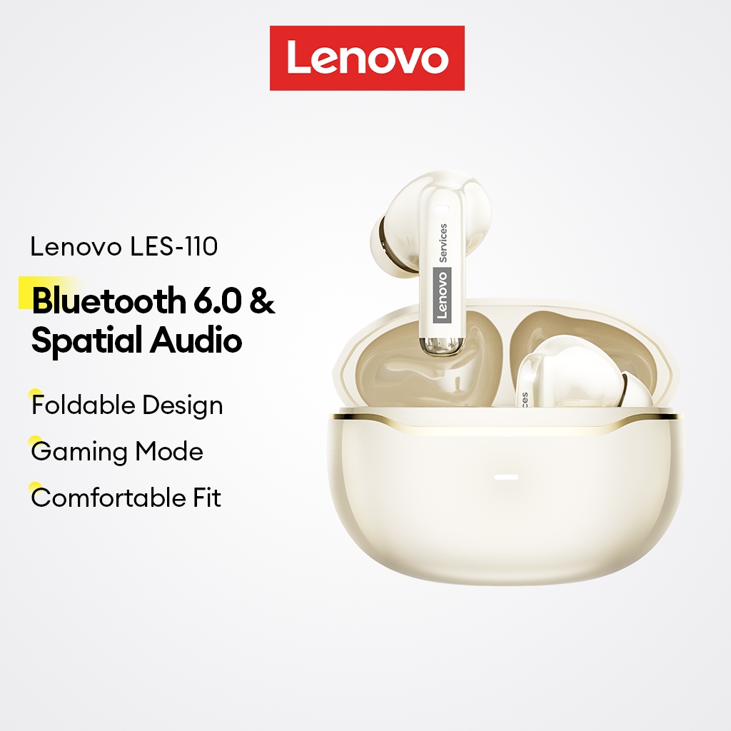 Fones De Ouvido Bluetooth Lenovo LES-110 E Sem Fio Com 6.0 Áudio Espacial Mais Redução De Ruído AI Para Chamadas Claras em Oferta na Shopee