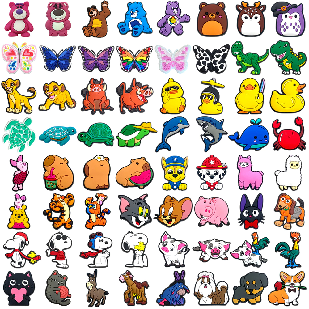 Quente 1 Pçs Série Animal Sapatos Encantos Acessórios Decorar Chinelos Sandálias Fivela Presentes