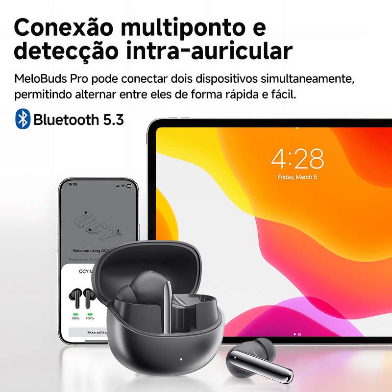 QCY HT08 MeloBuds Pro ANC Bluetooth 5.3 Fones De Ouvido Sem Fio 46dB — foto 7