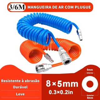 Mangueira de Ar Pneumática Espiral 3M/6M Com Conectores Rápidos, Resistente para Ferramentas Pneumáticas em Oferta na Shopee