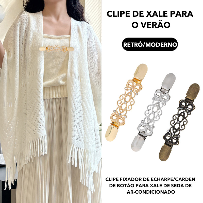 Europeu E Americano Retro Xale Clipe Broche Bico De Pato Suéter Cachecol Cardigan De Malha Anti-Exposição Fixo Natal