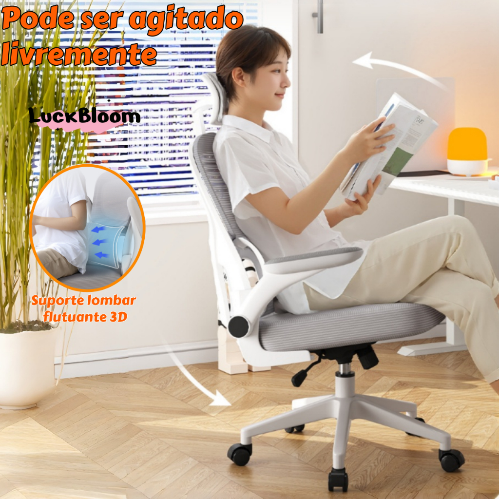 Cadeira De Escritório Ergonômica Executiva Suporte Lombar Tela Mesh 200kg