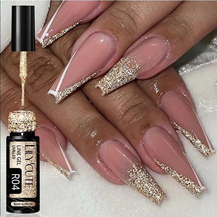 LILYCUTE 5ml Glitter Liner Gel Polonês Linha De Pintura Soak Off UV LED Verniz DIY