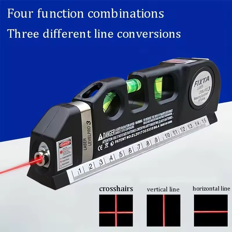 Fita De Nível De Laser Horizontal Vertical Ajustável Multifuncional Régua De Aço Padrão Instrumento De Medição De Linhas