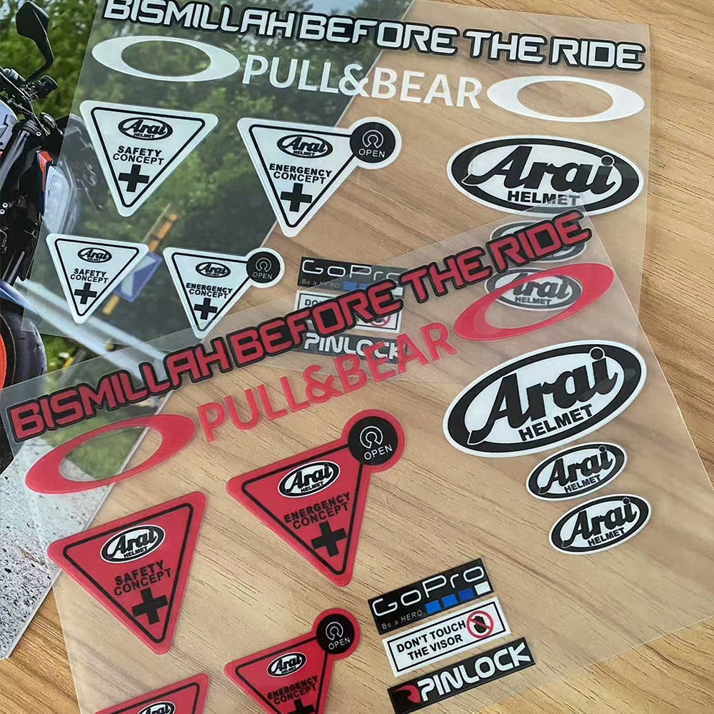 2pcs Capacete Reflexivo À Prova D'água Maré Arai Moto Adesivo