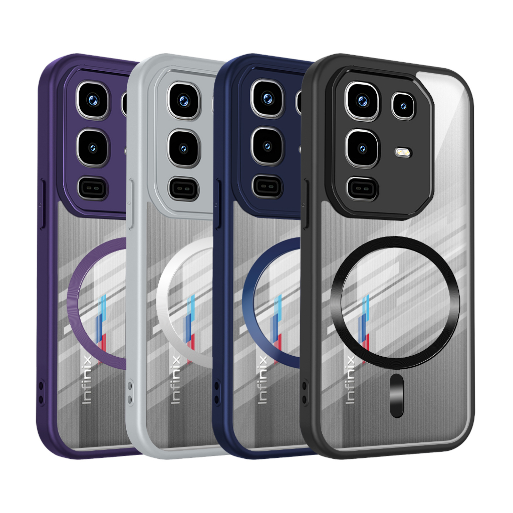 Capa De Telefone Magnética Acrílica Transparente Fosca Infinix Note 50 60 Pro 50X Edge 5G 4G Invólucro TPU Airbag Proteç