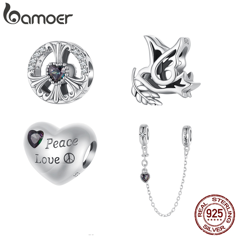 Bamoer 925 Prata Esterlina Pingente Amor Paz Pomba Anti-Guerra Frisado Acessórios Série Pulseira em Oferta na Shopee