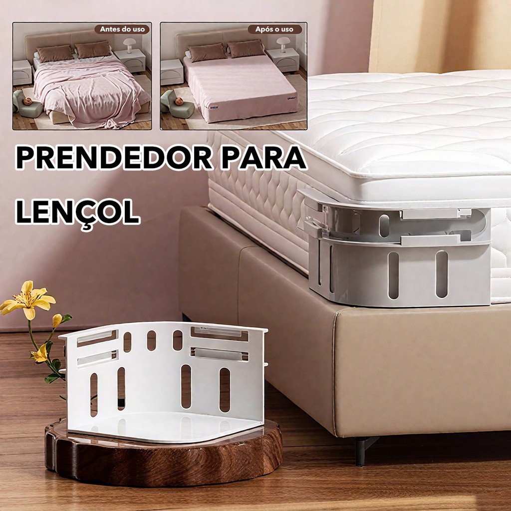 4 Peças de Grampo Fixador para Lençol - Antiderrapante, Ajustável para Todos os Colchões