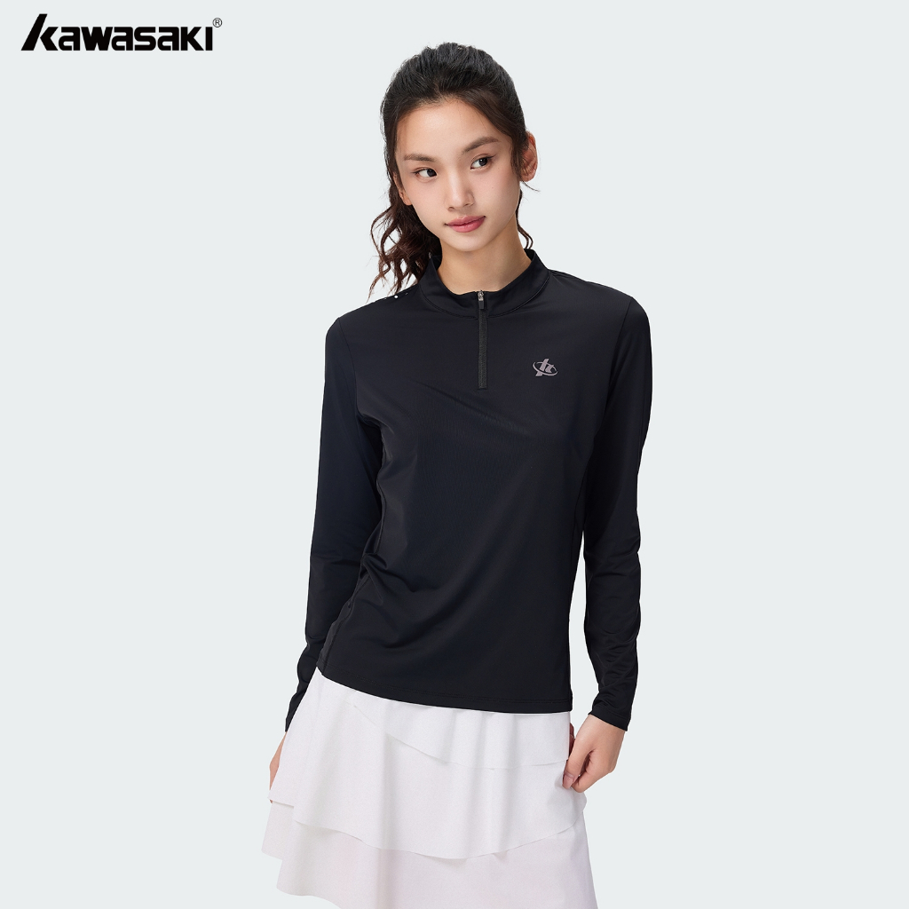 Kawasaki Badminton Terno De Manga Comprida Camiseta Masculina E Feminina Respirável Treinamento Esportivo Topo K1C03-C24